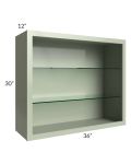 Midtown Pistachio Green Shaker 36x30 Wall Cabinet (No Doors) To Be Used With Glass Doors