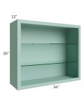 Midtown Sage Green Shaker 36x30 Wall Cabinet (No Doors) To Be Used With Glass Doors