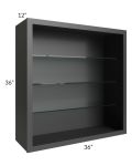 Midtown Black Shaker 36x36 Wall Cabinet (No Doors) To Be Used With Glass Doors