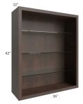 Tuscan Kona Brown 36x42 Wall Cabinet (No Doors) To Be Used With Glass Doors