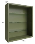 Midtown Hunter Green Shaker 36x42 Wall Cabinet (No Doors) To Be Used With Glass Doors