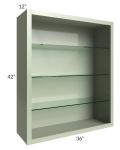 Midtown Pistachio Green Shaker 36x42 Wall Cabinet (No Doors) To Be Used With Glass Doors