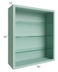 Midtown Sage Green Shaker 36x42 Wall Cabinet (No Doors) To Be Used With Glass Doors