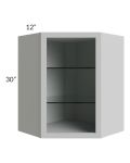 Tuscan Painted Grey 24x30 Corner Wall Cabinet (No Door) To Be Used With A Glass Door