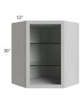 Midtown Light Grey Shaker 24x30 Corner Wall Cabinet (No Door) To Be Used With A Glass Door