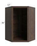 Tuscan Kona Brown 24x36 Corner Wall Cabinet (No Door) To Be Used With A Glass Door