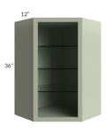 Midtown Pistachio Green Shaker 24x36 Corner Wall Cabinet (No Door) To Be Used With A Glass Door