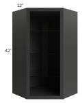 Midtown Black Shaker 24x42 Corner Wall Cabinet (No Door) To Be Used With A Glass Door