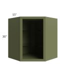 Midtown Hunter Green Shaker 27x30 Corner Wall Cabinet (No Door) To Be Used With A Glass Door