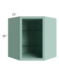 Midtown Sage Green Shaker 27x30 Corner Wall Cabinet (No Door) To Be Used With A Glass Door