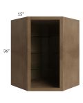 Midtown Mocha Shaker 27x36 Corner Wall Cabinet (No Door) To Be Used With A Glass Door