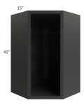 Midtown Black Shaker 27x42 Corner Wall Cabinet (No Door) To Be Used With A Glass Door