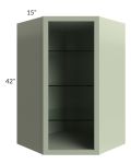 Midtown Pistachio Green Shaker 27x42 Corner Wall Cabinet (No Door) To Be Used With A Glass Door