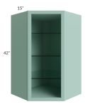 Midtown Sage Green Shaker 27x42 Corner Wall Cabinet (No Door) To Be Used With A Glass Door