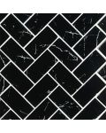 Nero Marquina Glass 2 x 4 Herringbone Mosaic Tile