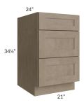 Cobblestone Grey 21" 3-Drawer Base Cabinet