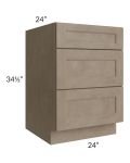 Cobblestone Grey 24" 3-Drawer Base Cabinet