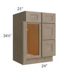 Cobblestone Grey 24" Vanity Sink Base Cabinet (Drawers on Right)