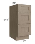 Cobblestone Grey 15" Vanity Three Drawer Base Cabinet