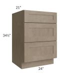 Cobblestone Grey 24" Vanity Three Drawer Base Cabinet