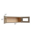 Cobblestone Grey 33x12 Decorative Wall Cabinet with Plain Glass