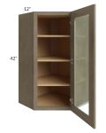 Cobblestone Grey 24x42 Glass Diagonal Corner Wall Cabinet
