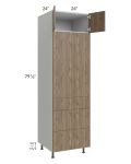 Milan Pecan 24x84 Single Oven Cabinet with 3 Drawers