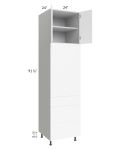 Milan White Matte 24x96 Single Oven Cabinet with 3 Drawers