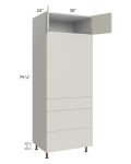 Milan Beige Matte 30x84 Single Oven Cabinet with 3 Drawers