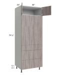 Milan Hazel 30x84 Single Oven Cabinet with 3 Drawers