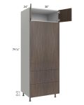 Milan Cafe 30x84 Single Oven Cabinet with 3 Drawers