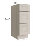 Catalina Mist 12" 3-Drawer Vanity Base Cabinet