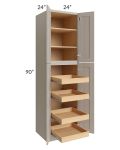 Catalina Mist 24x90x24 Wall Pantry Cabinet with 4 Rollout Trays