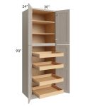 Catalina Mist 30x90x24 Wall Pantry Cabinet with 4 Rollout Trays