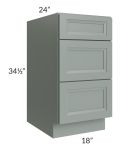 Catalina Meadow Green 18" 3-Drawer Base Cabinet 