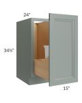 Catalina Meadow Green 15" Full Height Door Base Cabinet with Single Trashcan Pullout