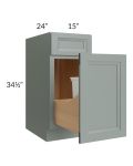 Catalina Meadow Green 15" Base Cabinet with Single Trashcan Pullout