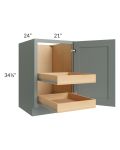 Catalina Meadow Green 21" Full Height Door Base Cabinet with 2 Rollout Trays