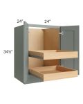 Catalina Meadow Green 24" Full Height Base Cabinet with 2 Rollout Trays