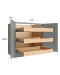 Catalina Meadow Green 33" Full Height Base Cabinet with 3 Rollout Trays - Low stock through March
