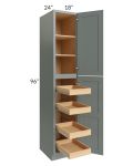 Catalina Meadow Green 18x96x24 Wall Pantry Cabinet with 4 Rollout Trays - Low stock through March