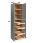 Catalina Meadow Green 24x96x24 Wall Pantry Cabinet with 4 Rollout Trays - Low stock through March