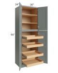 Catalina Meadow Green 30x90x24 Wall Pantry Cabinet with 4 Rollout Trays - Low stock through March