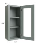 Catalina Meadow Green 15x36 Wall Glass Door Cabinet (Prepped for Glass Doors) 