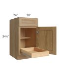 Catalina Toffee 18" Base Cabinet with 1 Rollout Tray