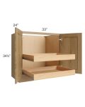Catalina Toffee 33" Full Height Base Cabinet with 2 Rollout Trays