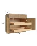 Catalina Toffee 36" Base Cabinet with 2 Rollout Trays