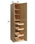 Catalina Toffee 18x96x24 Wall Pantry Cabinet with 4 Rollout Trays
