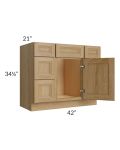 Catalina Toffee 42" Vanity Base Cabinet
