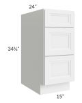 Catalina White 15" 3-Drawer Base Cabinet